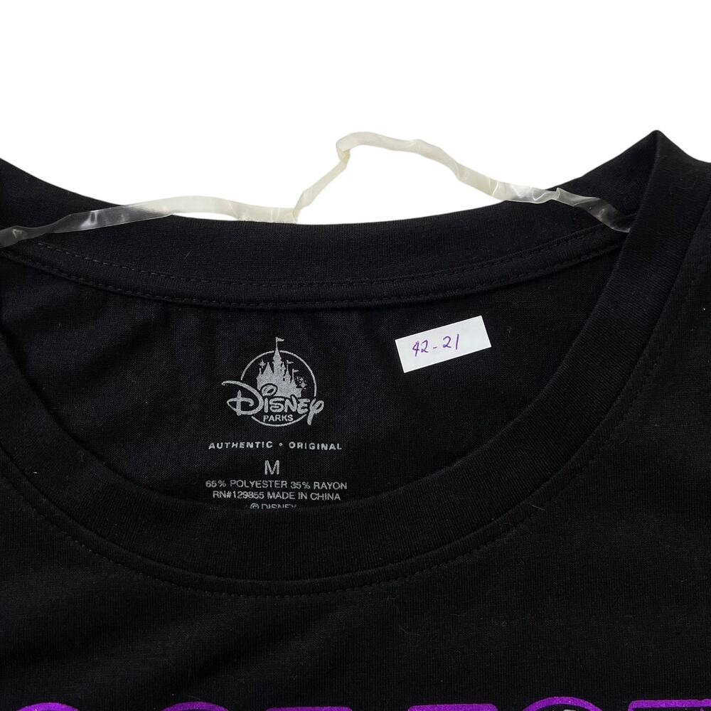 Disney Black Printed Follish Mortal T-Shirt Women‎ Size Medium NWT | 42-21 - Picture 3 of 5